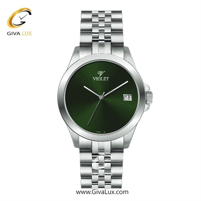 ساعت مچی اورجینال مردانه ویولت VIOLET نقره ای | نقره ای| سبز یشمی تیره| کد رفرنس 0589